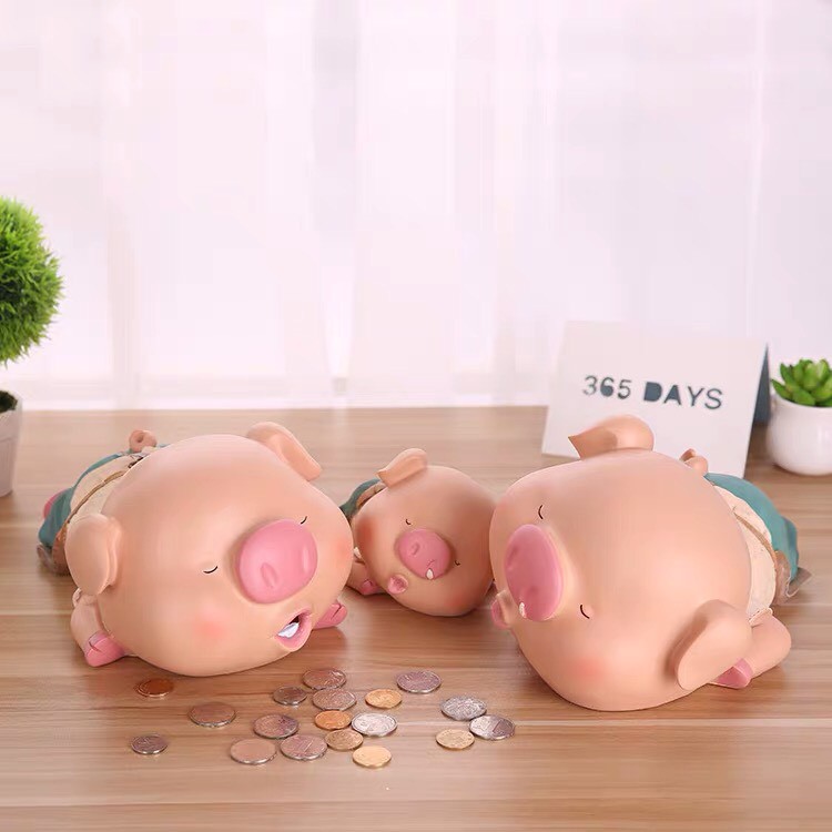 Heo đút lì xì thạch cao, phụ kiện trang trí kệ tủ: 18.7