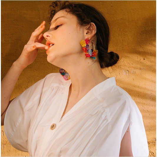 Khuyên Tai Nữ Hình Tròn Họa Tiết Hoa Thời Trang