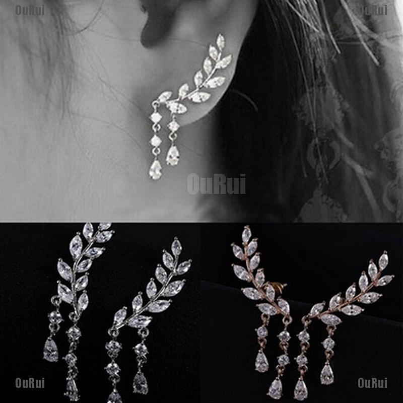 Đôi Bông Tai Dáng Dài Phối Tua Rua Đính Đá Thời Trang Cho Nữ