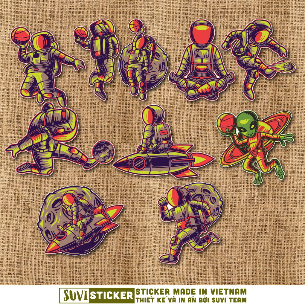 Sticker Galaxy Spaceman chống nước sticker dán laptop, điện thoại, đàn guitar, mũ bảo hiểm, vali. MSP: G09