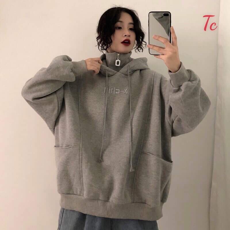 Áo nỉ hoodie cổ khoá kèm ảnh thật
