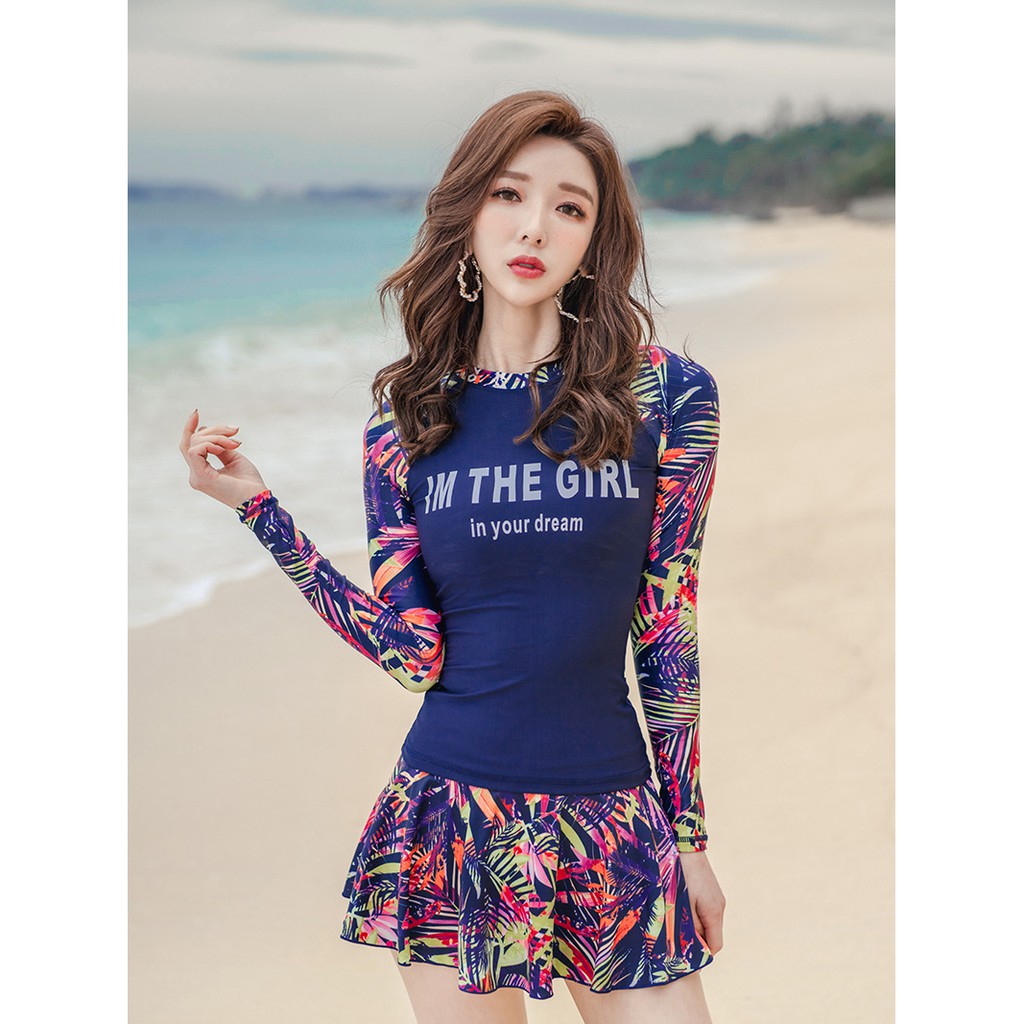 Đồ bơi nữ chân váy rời dài tay