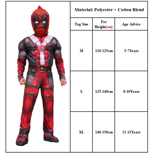 Bộ đồ Cosplay nhân vật siêu anh hùng Deadpool cho bé trai