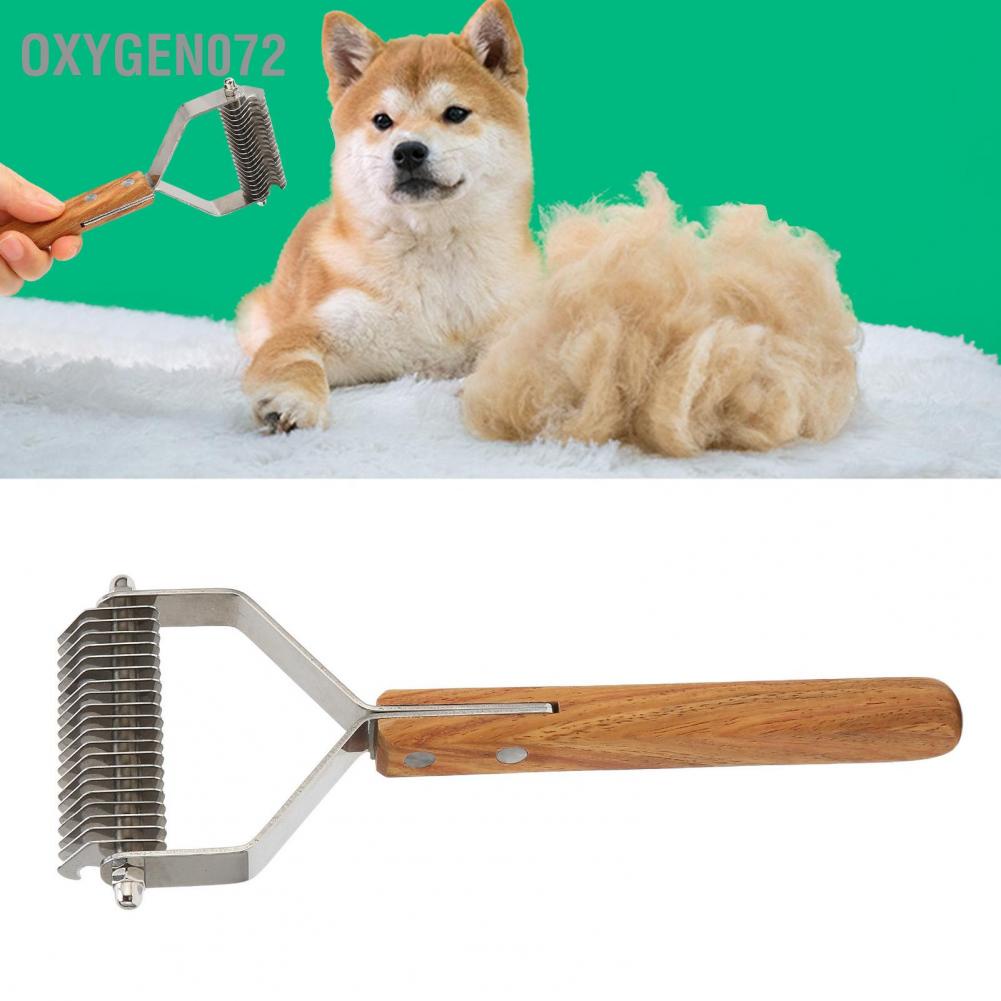 Lược chải/ cào/ mát xa lông thú cưng hai mặt có núm vặn tay cầm gỗ