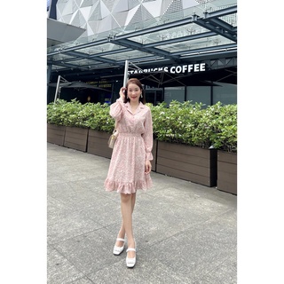 Đầm Hoa Xếp Ly Tiểu Thư Xinh Xắn
