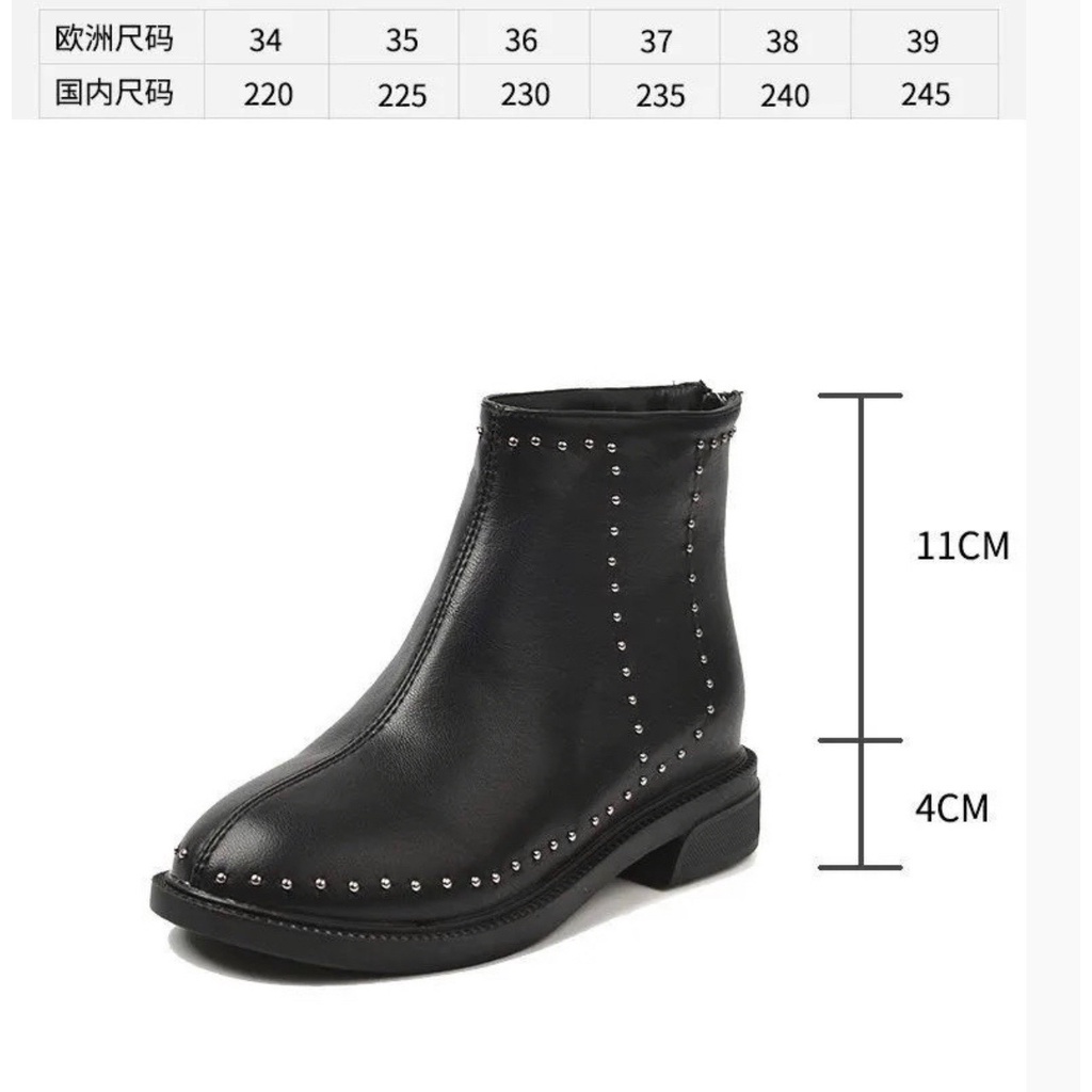 Bốt nữ đế bệt 3 phân lót lông (mã 206-bốt nạm viền đinh) | BigBuy360 - bigbuy360.vn