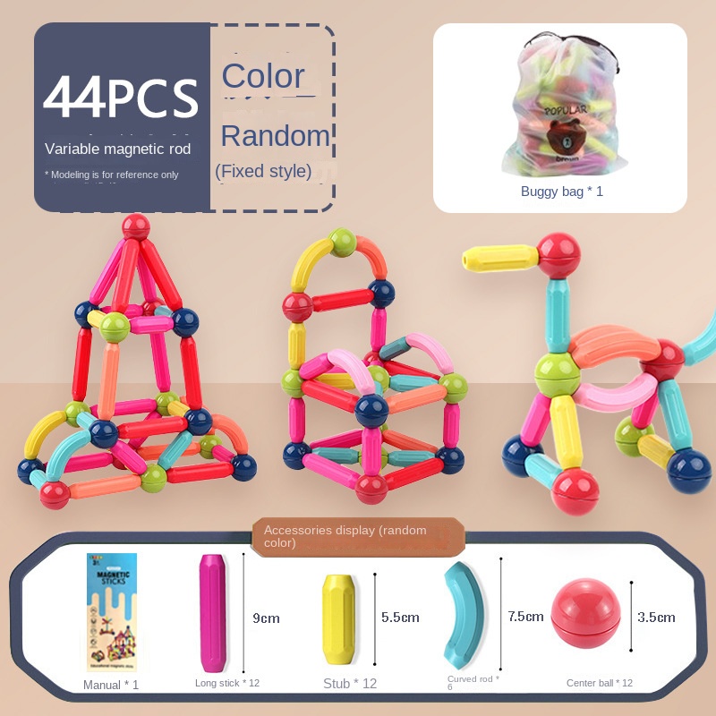 Bộ Đồ Chơi Xếp Hình Học 3D Bằng Nam Châm Cho Bé