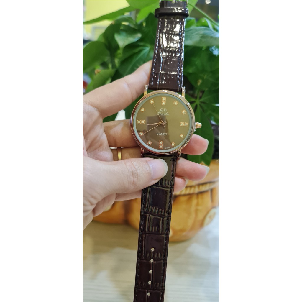Đồng hồ dây da QB253 rẻ, đẹp, sang trọng