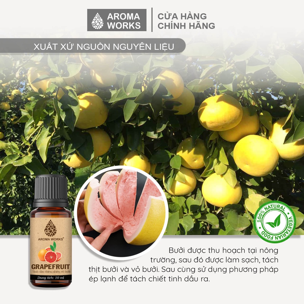 Tinh Dầu Bưởi Aroma Works Grapfruit Thiên Nhiên Thơm Phòng