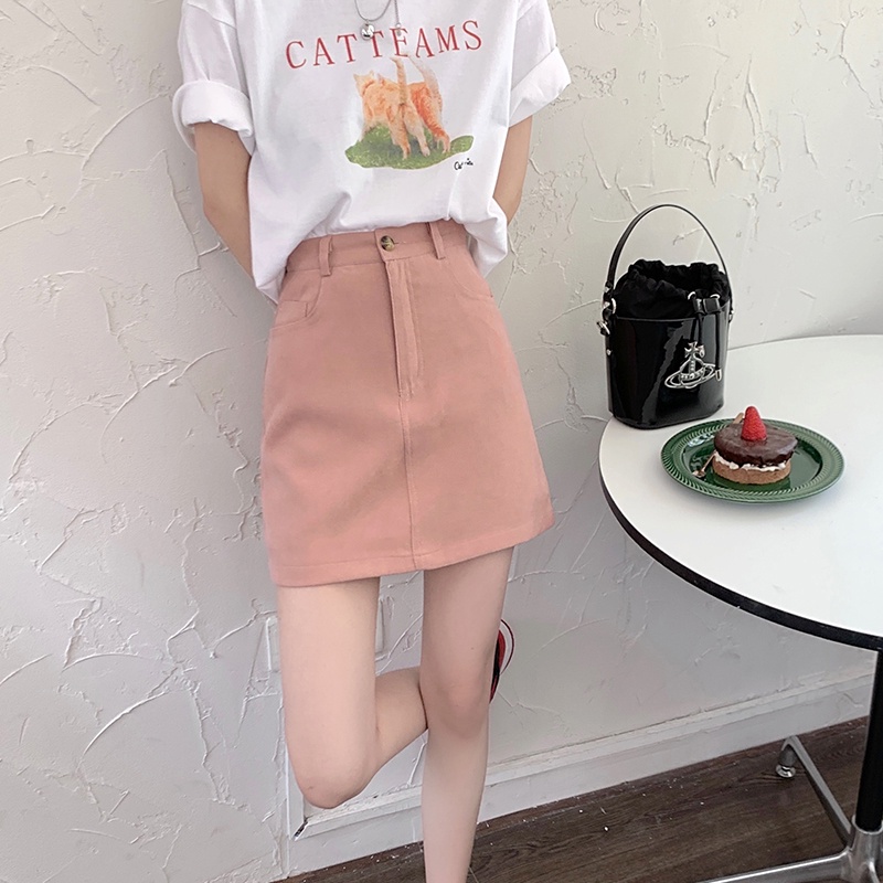 Chân váy jean dáng chữ A IELGY màu trơn thời trang trẻ trung cho nữ