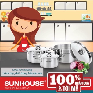 Bộ nồi inox 1 đáy sunhouse sh114