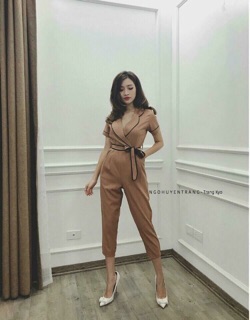 Jumpsuit cổ vest viền 