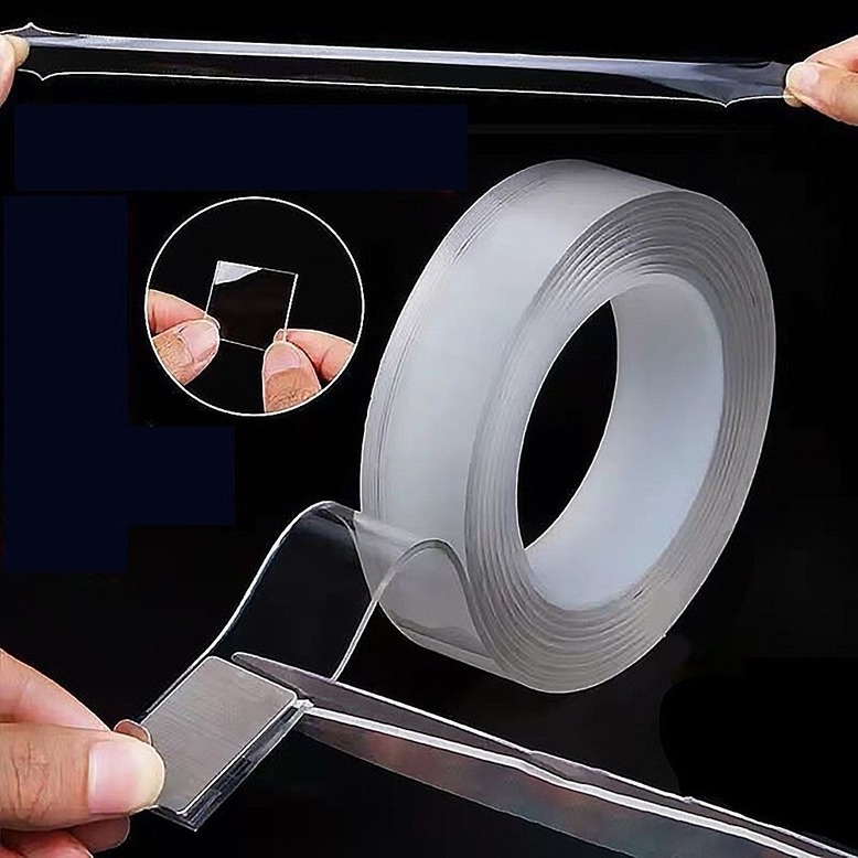 Băng keo hai mặt nano trong suốt dài 1m không thấm nước có thể tái sử dụng