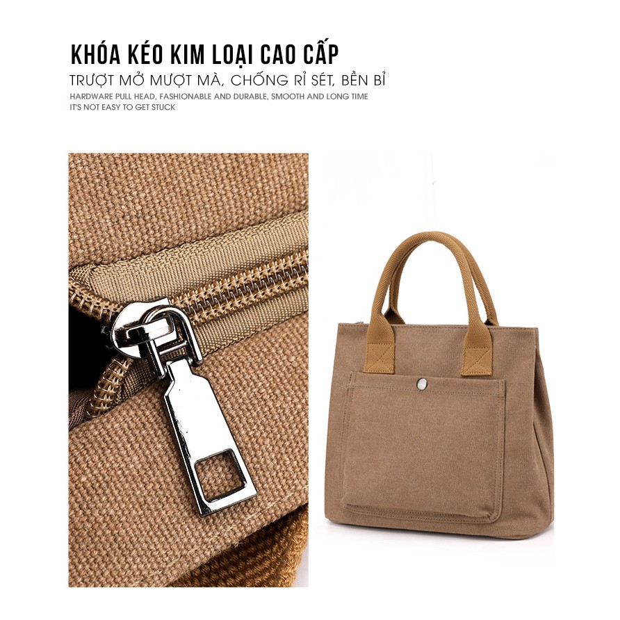 Túi xách tay vải canvas vintage cao cấp – KVKY 1613