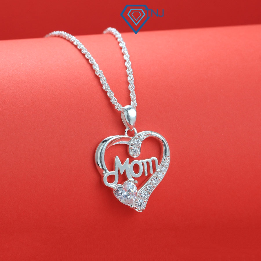 Quà tặng mẹ sinh nhật - Vòng cổ nữ bạc 925 mặt trái tim chữ Mom DCN0595 - Trang Sức TNJ