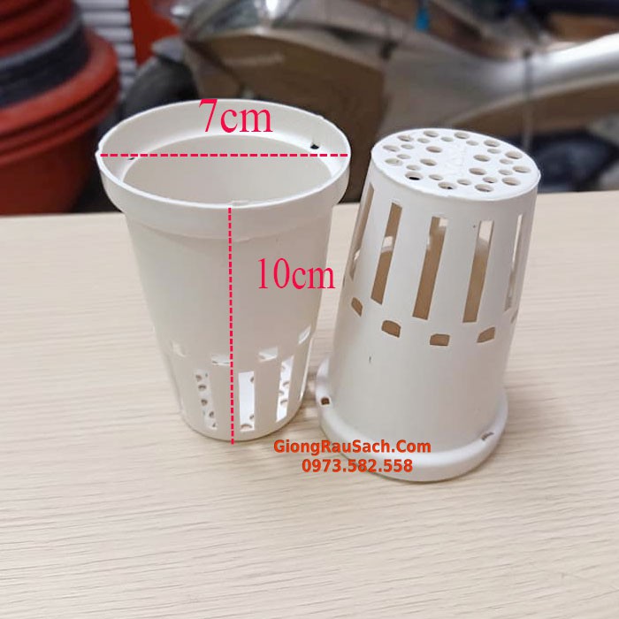 Rọ Nhựa Trồng Thủy Canh Đường Kính 7cm Cao 10cm - màu trắng