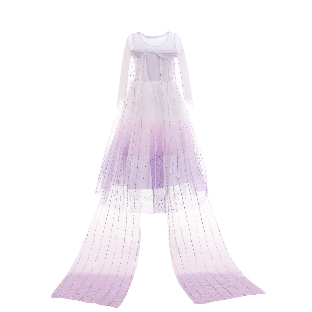 Váy elsa cho bé gái 3-10 tuổi Frozen 2 mẫu váy tay dài kèm tà dài cho bé