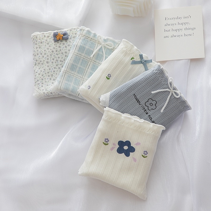 ❤️Quần Lót Nữ Cotton Hoa Kẻ Ghi Thời Trang Dễ Thương 0135❤️