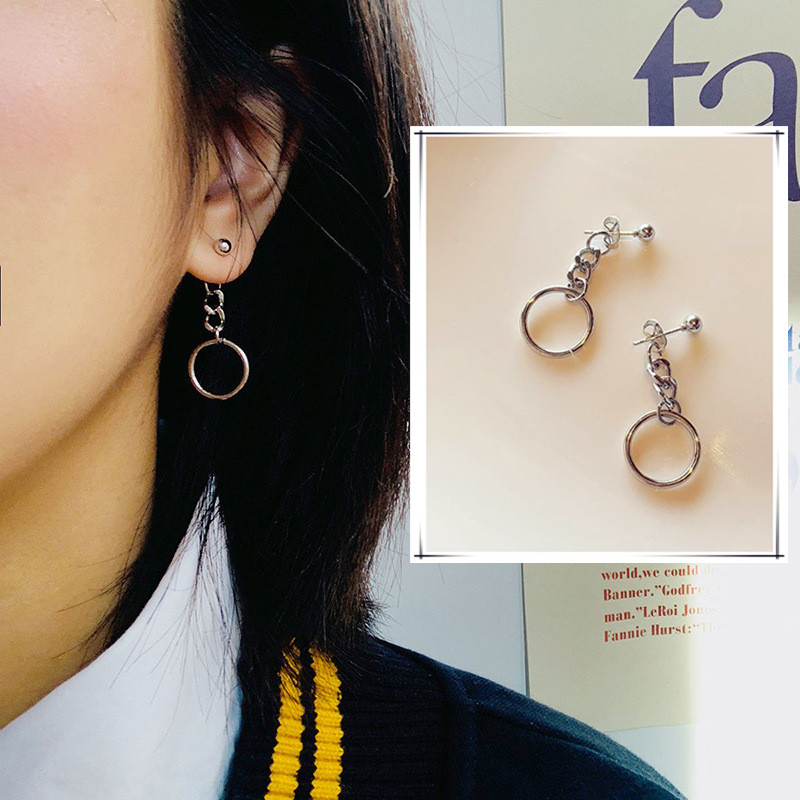 Hoa Tai Dáng Dài Phối Hình Tròn Thanh Lịch Cho Nữ