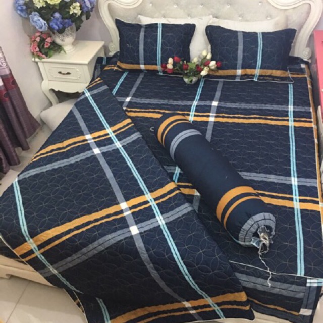 Bộ chăn ga gối phủ trần bông xẻ góc ( ga giường ) đẹp