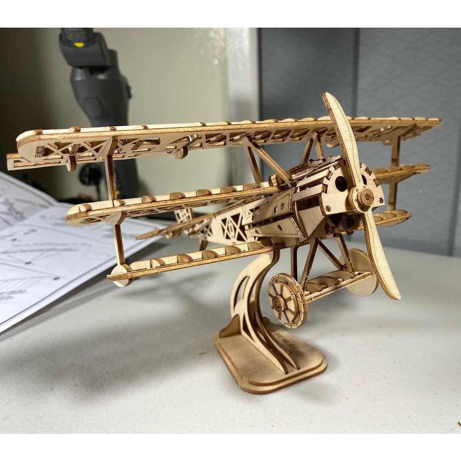 Mô Hình Gỗ 3D Lắp Ráp ROBOTIME Máy Bay Bi-Plane TG301