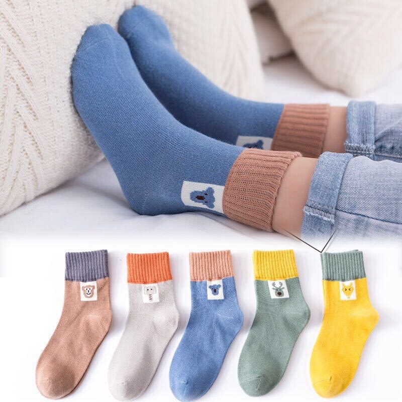 FREESHIP EXTRA] Set 5 đôi tất cho bé trai và gái 1-7t chất liệu cotton cực kỳ co giãn và mềm mại