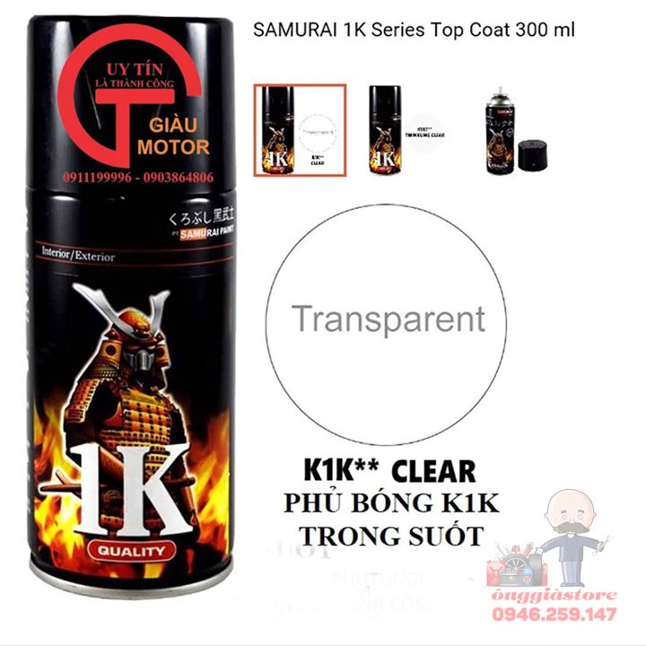 SƠN SAMURAI PHỦ BÓNG K1K - KEO BÓNG TỐT