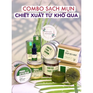 Combo serum khổ qua & bột khổ qua mướp đắng handmade lim giảm mụn mờ thâm