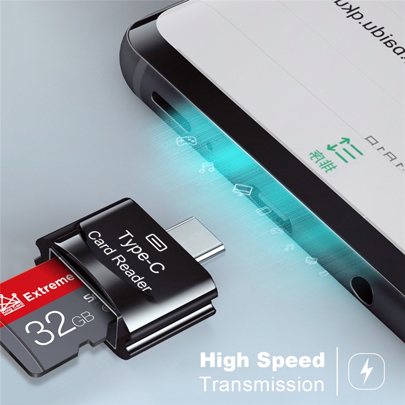 Đầu Đọc Thẻ Nhớ Loại C TF Micro-SD OTG Cho Điện Thoại/Máy Tính