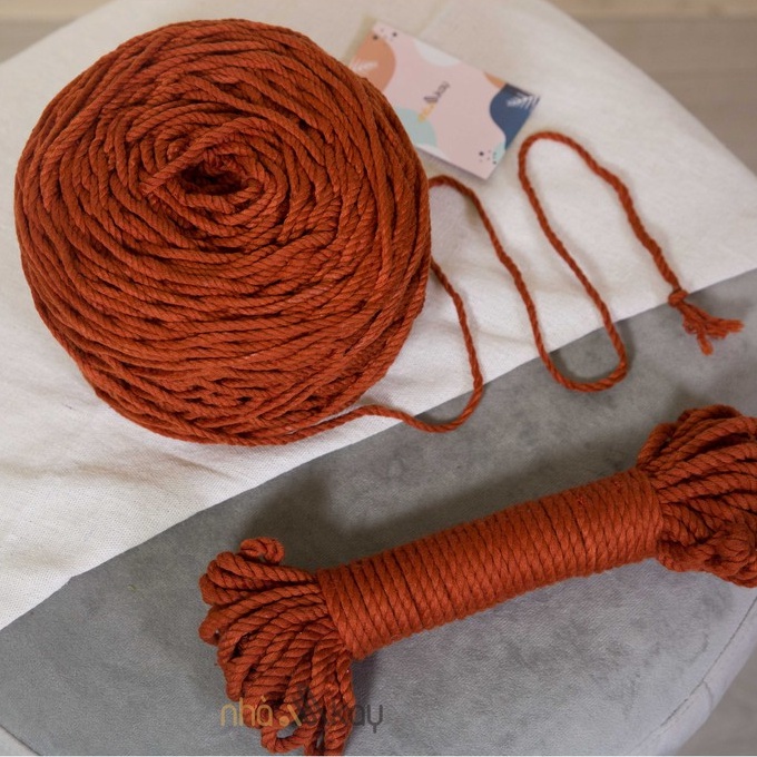 500 gram Dây thừng màu CAM ĐẤT macrame 5mm 3 xoắn