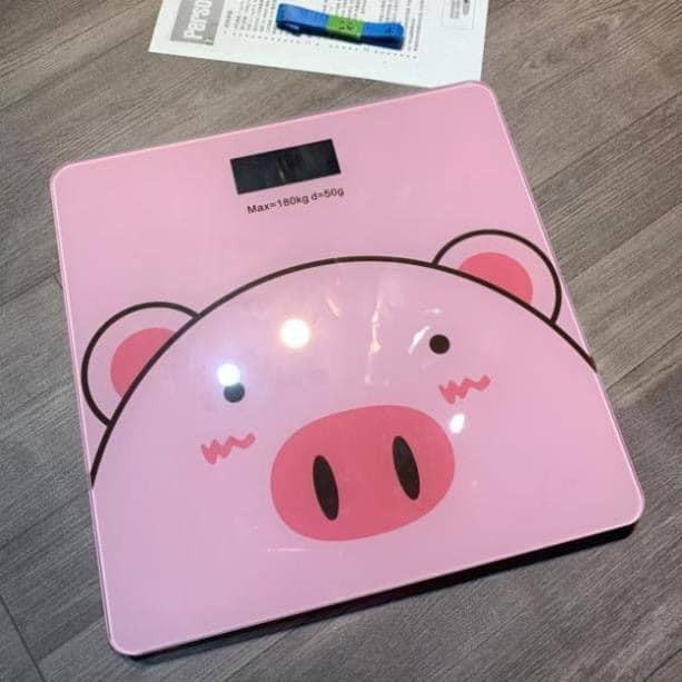 Cân điện tử sức khỏe hình heo hồng theo dõi sức khỏe và cân nặng màn hình LED hiển thị,độ chinh xác cao