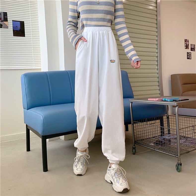Quần jogger nữ lưng cao GUO-UO chất nỉ da cá phong cách hè thu 2021