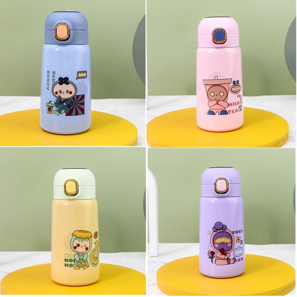 LONTIME Bình Nước Giữ Nhiệt 500ml In Họa Tiết Hoạt Hình Dễ Thương