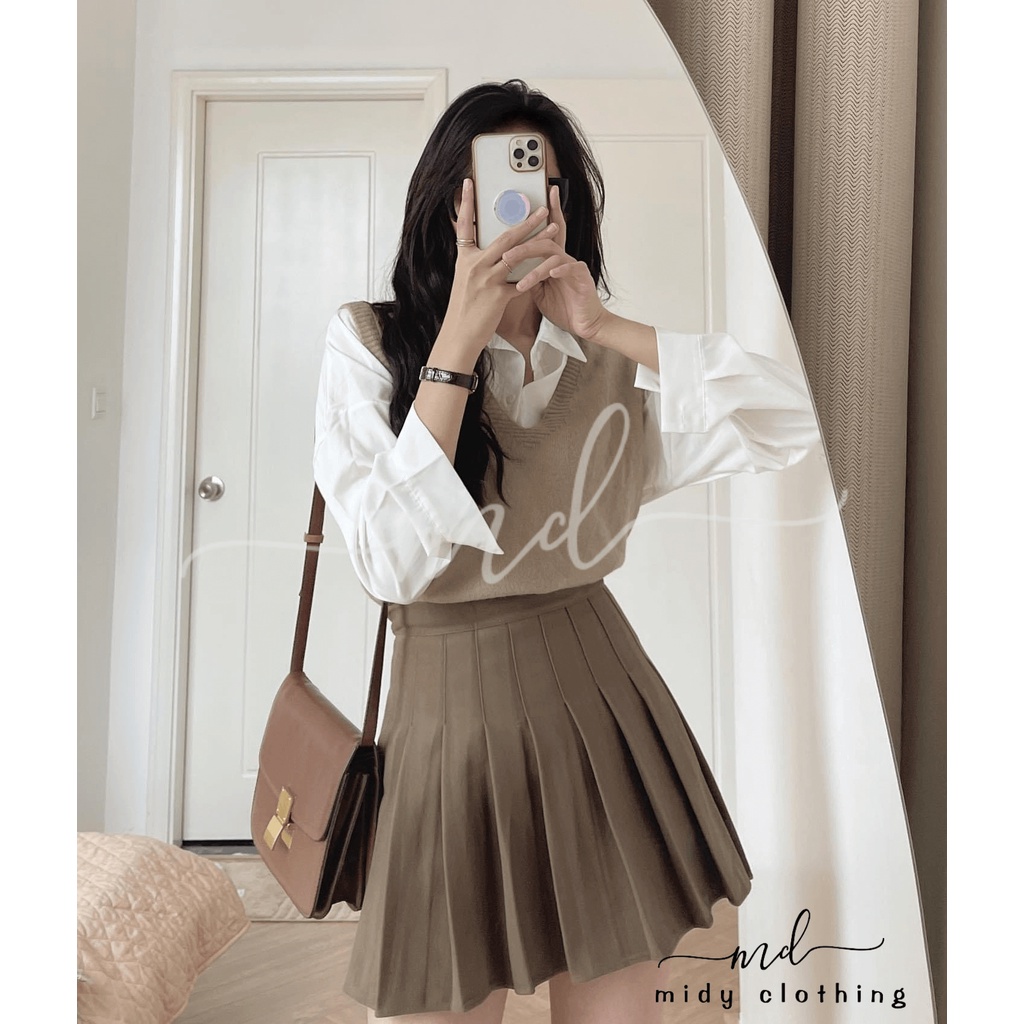 Chân váy tennis dạ phom xòe xếp li