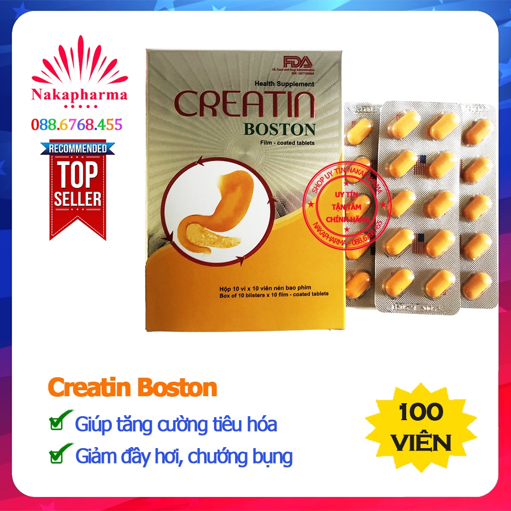 Viên uống Creatin Boston – Giúp tăng cường tiêu hóa, bổ sung lợi khuẩn, giảm đầy hơi chướng bụng, khó tiêu