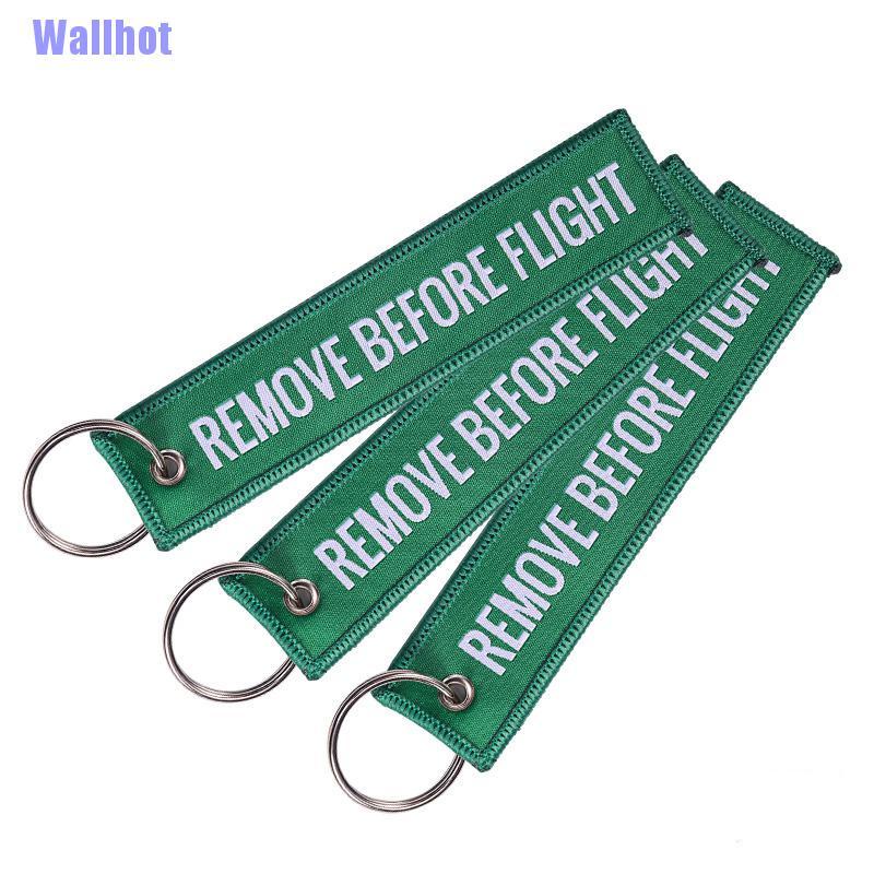 Móc khóa dải dây thêu chữ Remove Before Flight kích thước 13x3cm thời trang