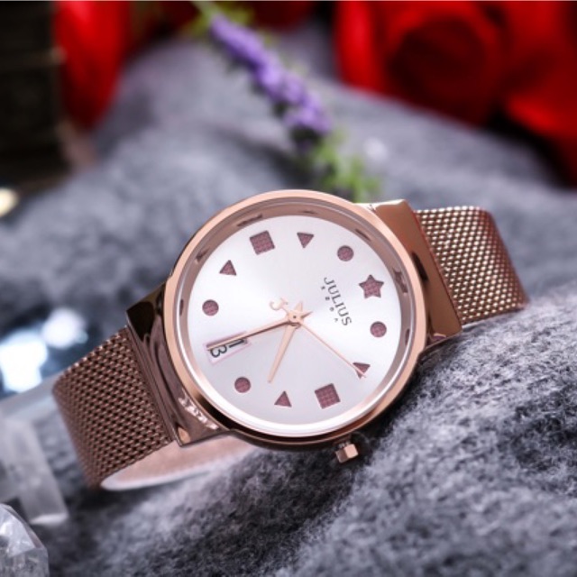 Đồng Hồ Nữ JA-1187B Julius Hàn Quốc Dây Thép (Đồng) Sale Off