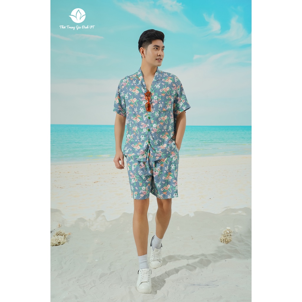 Bộ pijama quần đùi áo cộc tay nam B03.2212 -Thời trang gia đình VT *