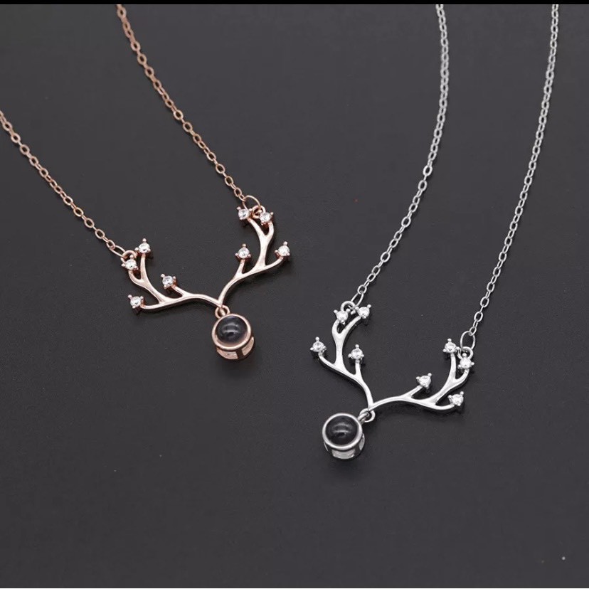 Vòng cổ bạc sterling 925 cao cấp mặt hươu đá sopphie phong cách Hàn Quốc - Trang sức bạc cao cấp Hàn Quốc