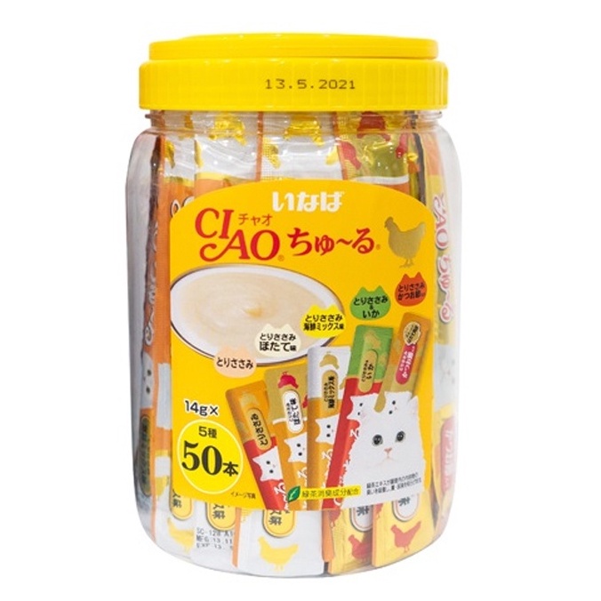 CIAO CHURU SÚP THƯỞNG CHO MÈO THÁI LAN HỘP 50 THANH 15g mix vị