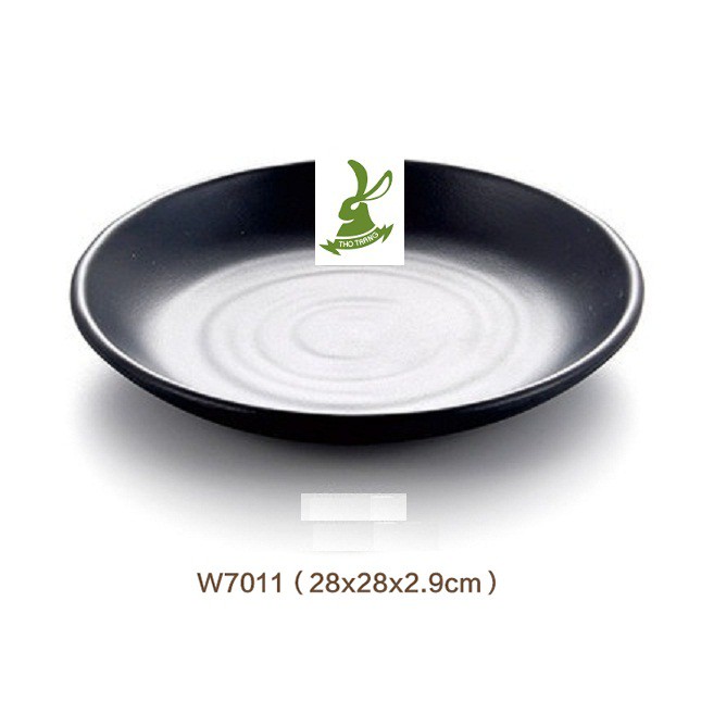 Dĩa Ra Món Lớn Màu Đen Nhựa Melamine Cao cấp 28cm W7011