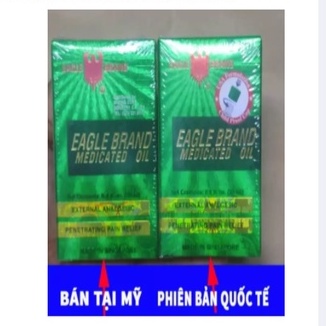 (HÀNG MỸ TEM VÀNG] DẦU GIÓ XANH CON Ó 24ML Eagle Brand Medicated Oil 2 nắp