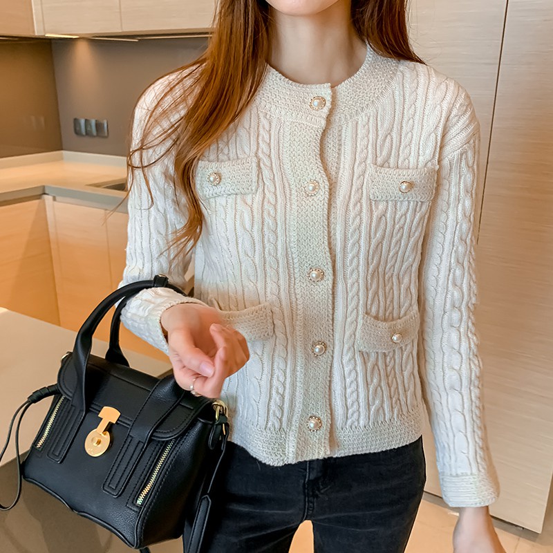 NUZIRO  Áo khoác len cardigan  dài tay thời trang Hàn Quốc cho nữ