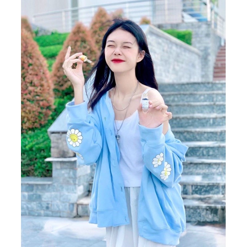 Áo Khoác Nỉ Form Rộng Bomber Hoa Cúc Tay Cadigan Ulzzang - CDGHOACUCTAY