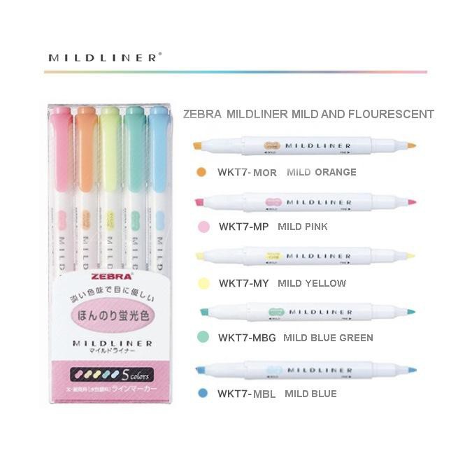 Viết Dạ Quang Mildliner Zebra - Nhật Bản - SET 5 [Chính Hãng]