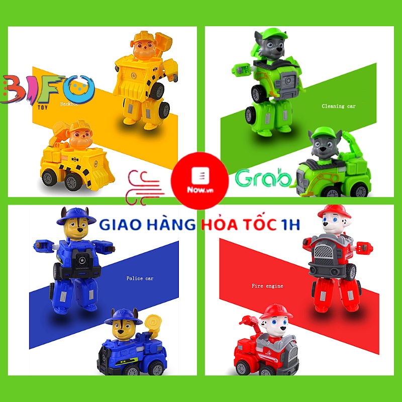 Đồ chơi biến hình biệt đội xe những chú chó cứu hộ Paw Patrol đồ chơi lắp rap robot siêu nhân biến hình 2in1