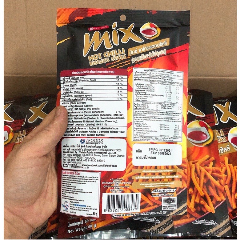 Bim Bim Tăm Cay Mix Thái Lan Gói To Đủ Vị, Snack Tăm Cay Thái (60gr)