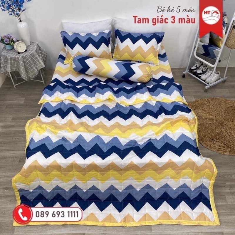 Sét chăn ga gối hình Tam Giác 3 Màu