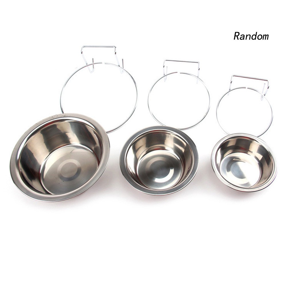Bát đựng đồ ăn/ nước uống treo lồng bằng thép không gỉ cho thú cưng