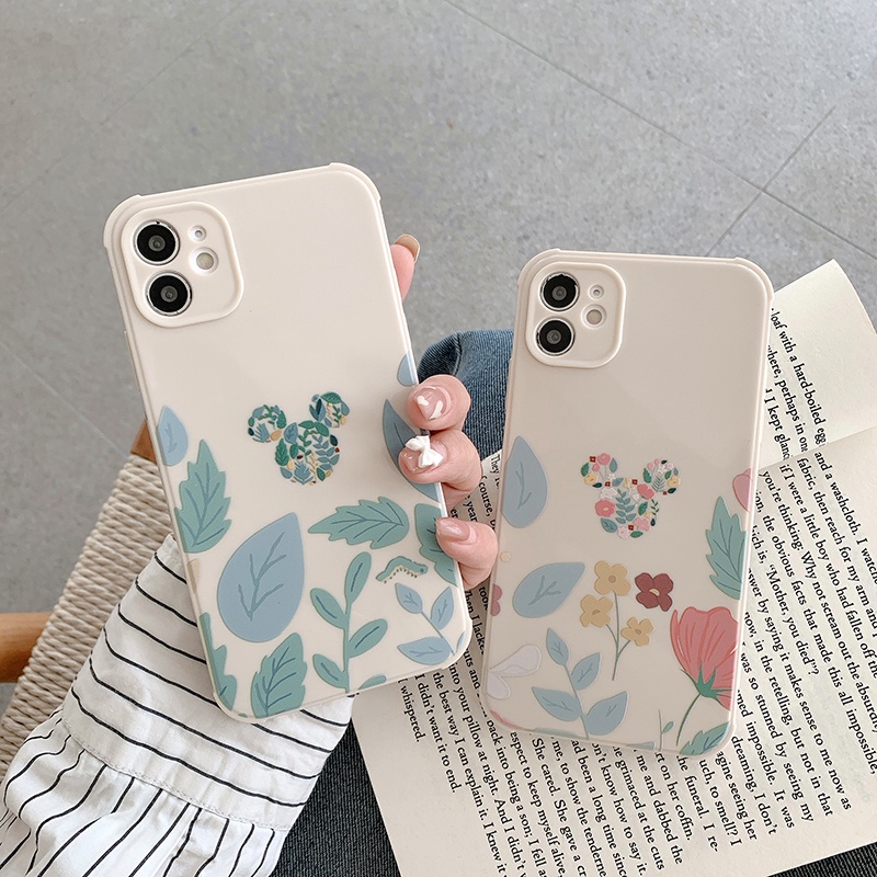 Ốp điện thoại chống sốc họa tiết hoa lá thời trang cho iPhone 13 12 11 Pro Max XR XS X 7 8 Plus SE 2020 12 mini